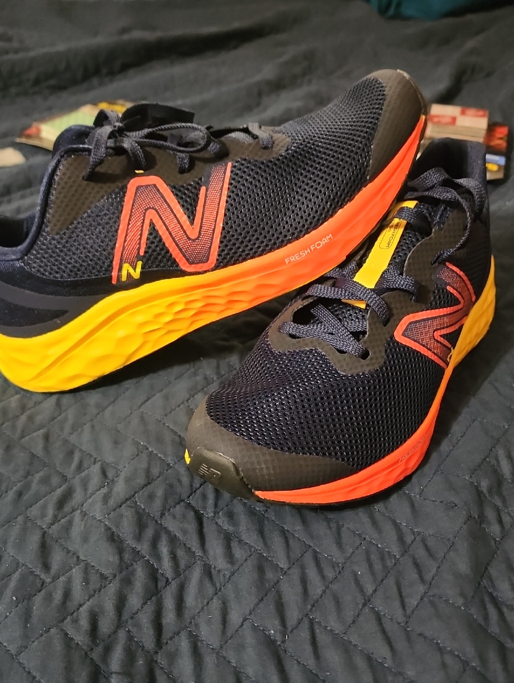 New Balance Kids Navy and Orange Fresh Foam Sneakers